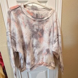 Free People Intimately Blush and Charcoal Tie-Dye Sweatshirt